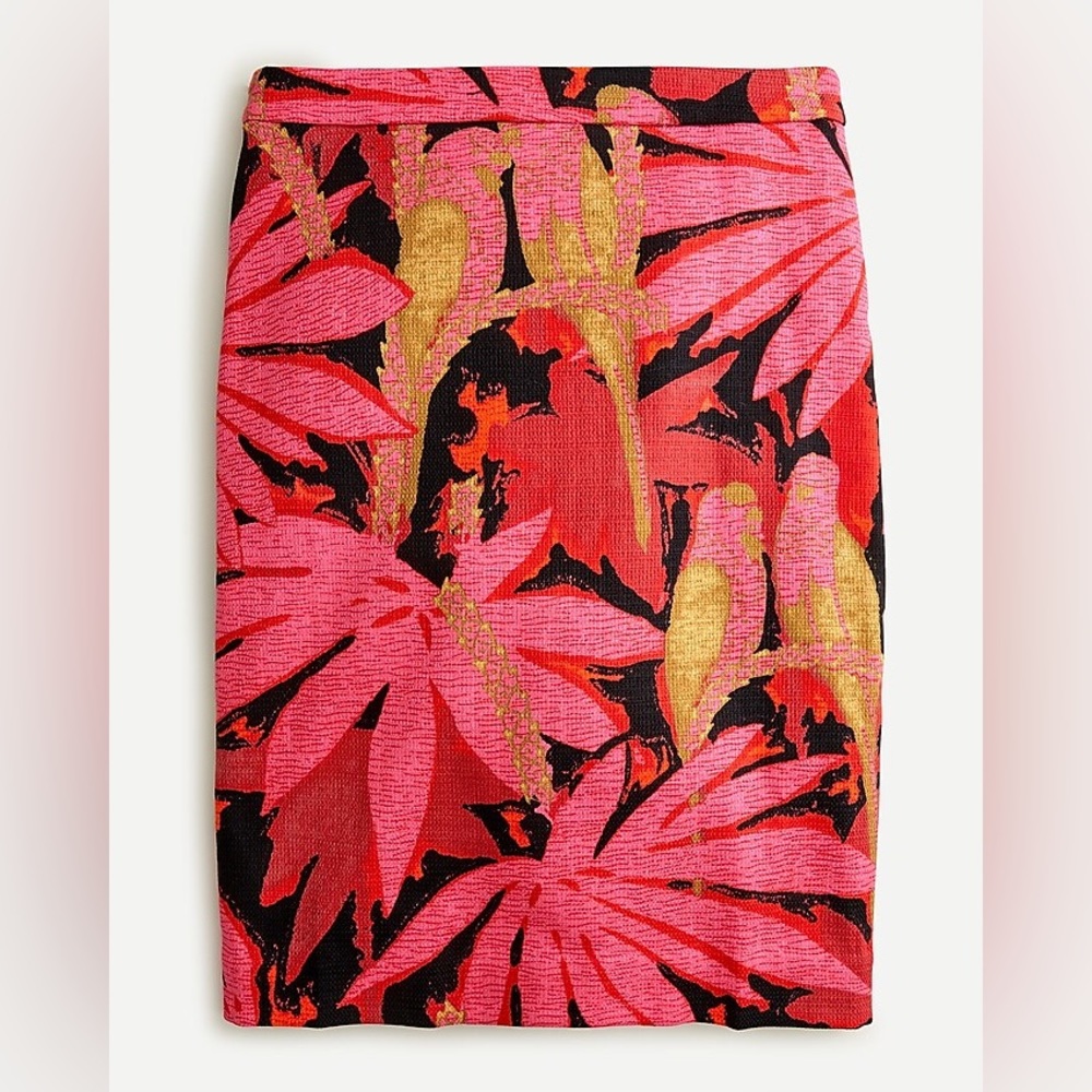 J.Crew No. 2 Pencil Skirt Palm Print Grasscloth SZ 12